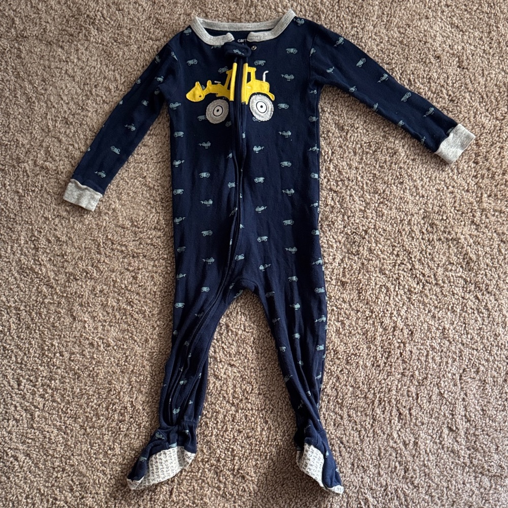 💜 3 for $10 Carter's Navy Footie with Yellow Digger Design